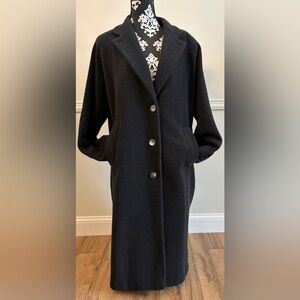 American Bazaar Cashmere Wool Nylon Elegant Black Women's Trench Coat Size 6